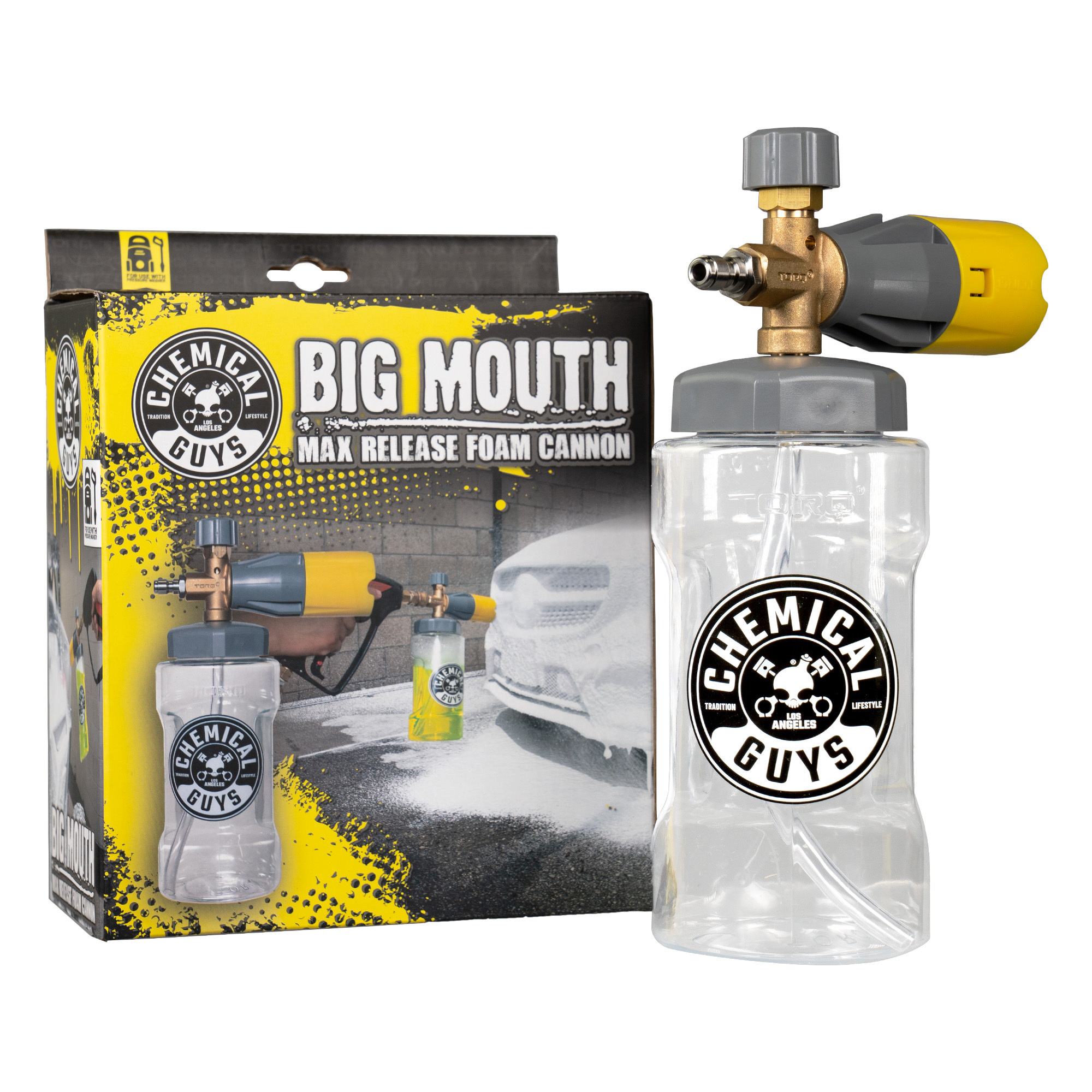 Chemical Guys Big Mouth Max Release Foam Cannon, 34-Oz. Bottle, Adjustable Nozzle, Quick-Release Connect, Model# EQP324